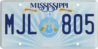 MS license plate MJL805