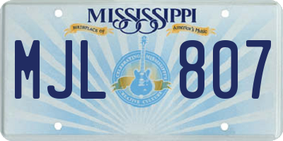 MS license plate MJL807