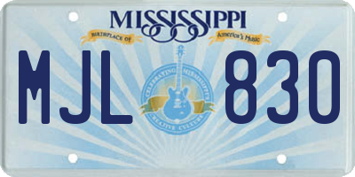 MS license plate MJL830