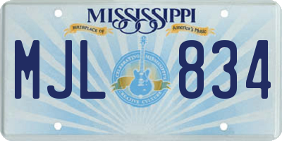 MS license plate MJL834