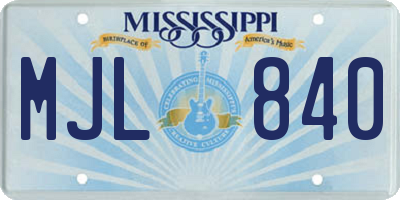MS license plate MJL840