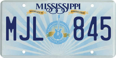 MS license plate MJL845