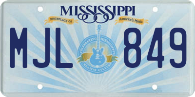 MS license plate MJL849