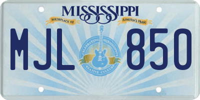 MS license plate MJL850