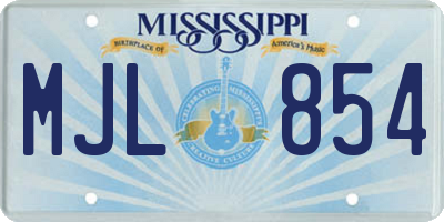 MS license plate MJL854