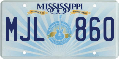 MS license plate MJL860
