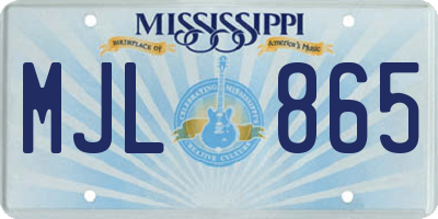 MS license plate MJL865
