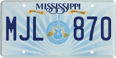 MS license plate MJL870