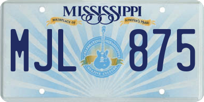 MS license plate MJL875