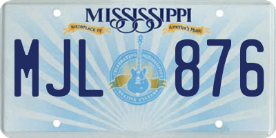 MS license plate MJL876