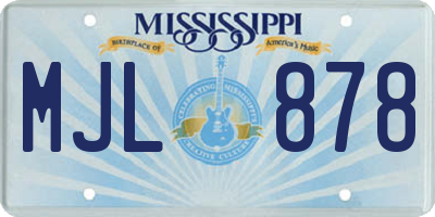 MS license plate MJL878