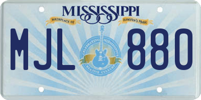 MS license plate MJL880