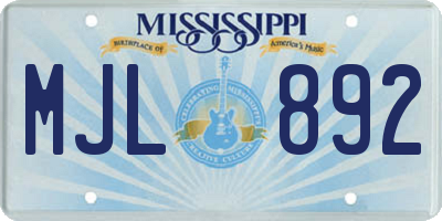 MS license plate MJL892