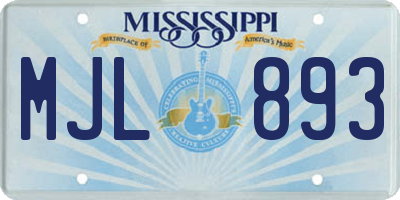MS license plate MJL893