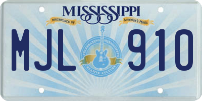 MS license plate MJL910
