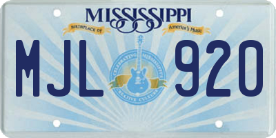 MS license plate MJL920