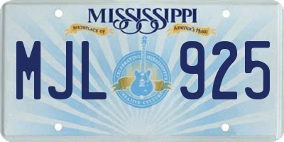 MS license plate MJL925