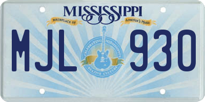 MS license plate MJL930