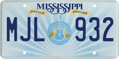 MS license plate MJL932