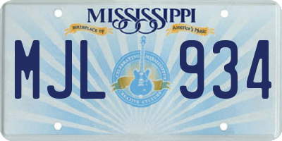 MS license plate MJL934