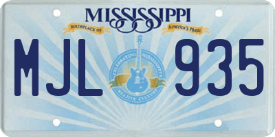 MS license plate MJL935