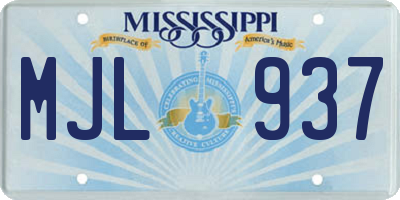 MS license plate MJL937