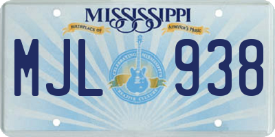 MS license plate MJL938