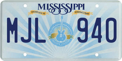 MS license plate MJL940