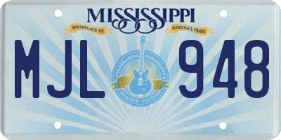 MS license plate MJL948