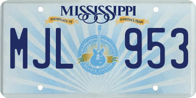 MS license plate MJL953