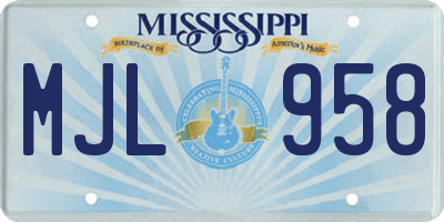 MS license plate MJL958