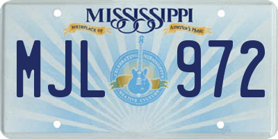 MS license plate MJL972