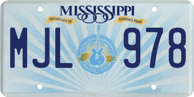 MS license plate MJL978