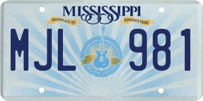 MS license plate MJL981