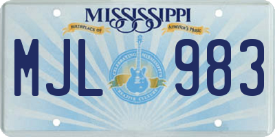 MS license plate MJL983