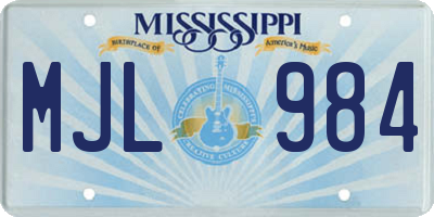 MS license plate MJL984