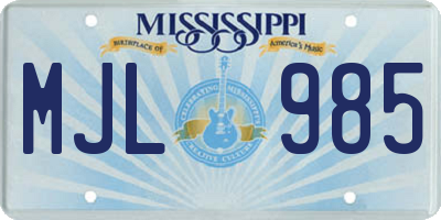 MS license plate MJL985