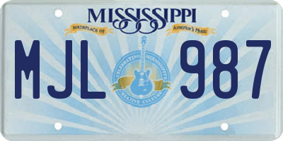 MS license plate MJL987