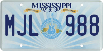 MS license plate MJL988