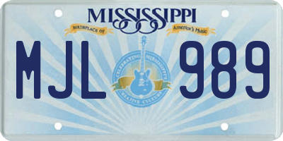 MS license plate MJL989