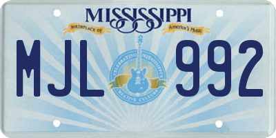 MS license plate MJL992