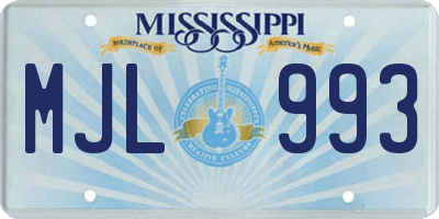 MS license plate MJL993