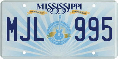 MS license plate MJL995