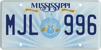 MS license plate MJL996