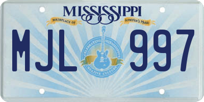 MS license plate MJL997