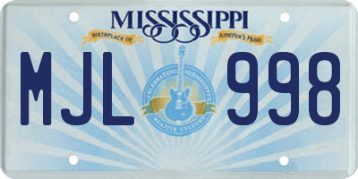 MS license plate MJL998