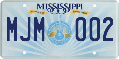 MS license plate MJM002