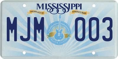 MS license plate MJM003