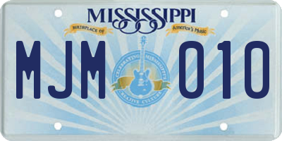 MS license plate MJM010