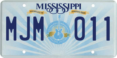 MS license plate MJM011